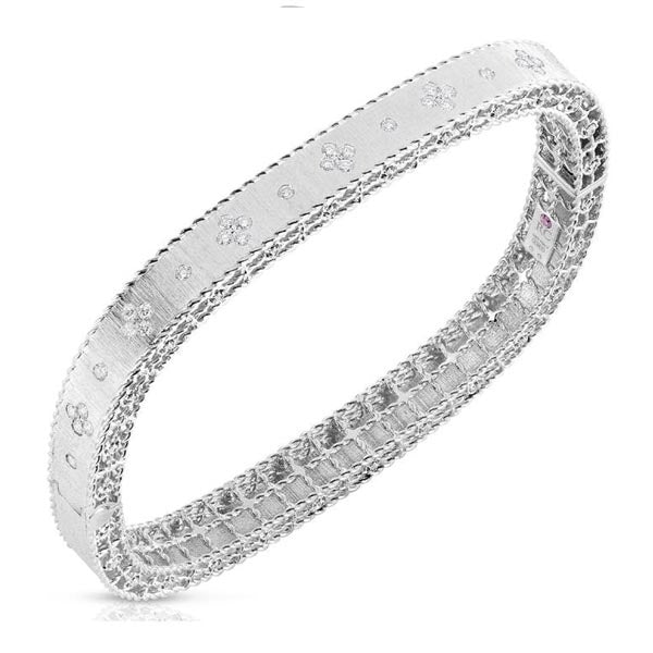 Princess Satin Fleur De Lis Diamond Slim Bangle