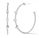 White Gold and Grey Stainless Steel Cable Triple Diamond Station Hoops