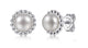 Sterling Silver Pearl and Bujukan Beaded Frame Studs