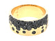 Yellow Gold Flush Set Black Diamond Cigar Ring