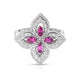 Princess Flower Pave Diamond And Pink Sapphire Ring