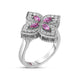 Princess Flower Pave Diamond And Pink Sapphire Ring