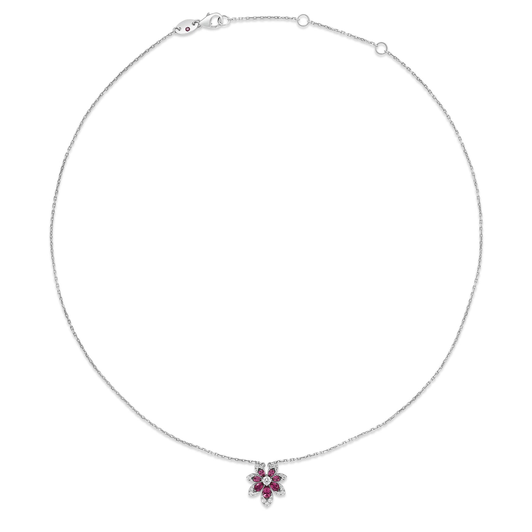 Tiare Diamond And Rubellite Flower Necklace
