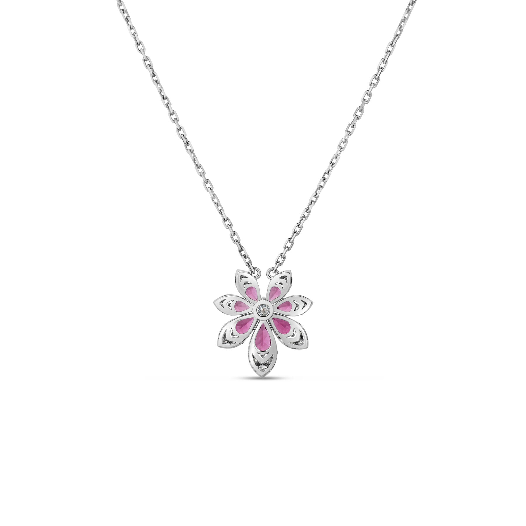 Tiare Diamond And Rubellite Flower Necklace