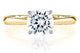 Yellow Gold Round Solitaire Engagement Ring Setting with Surprise Diamonds