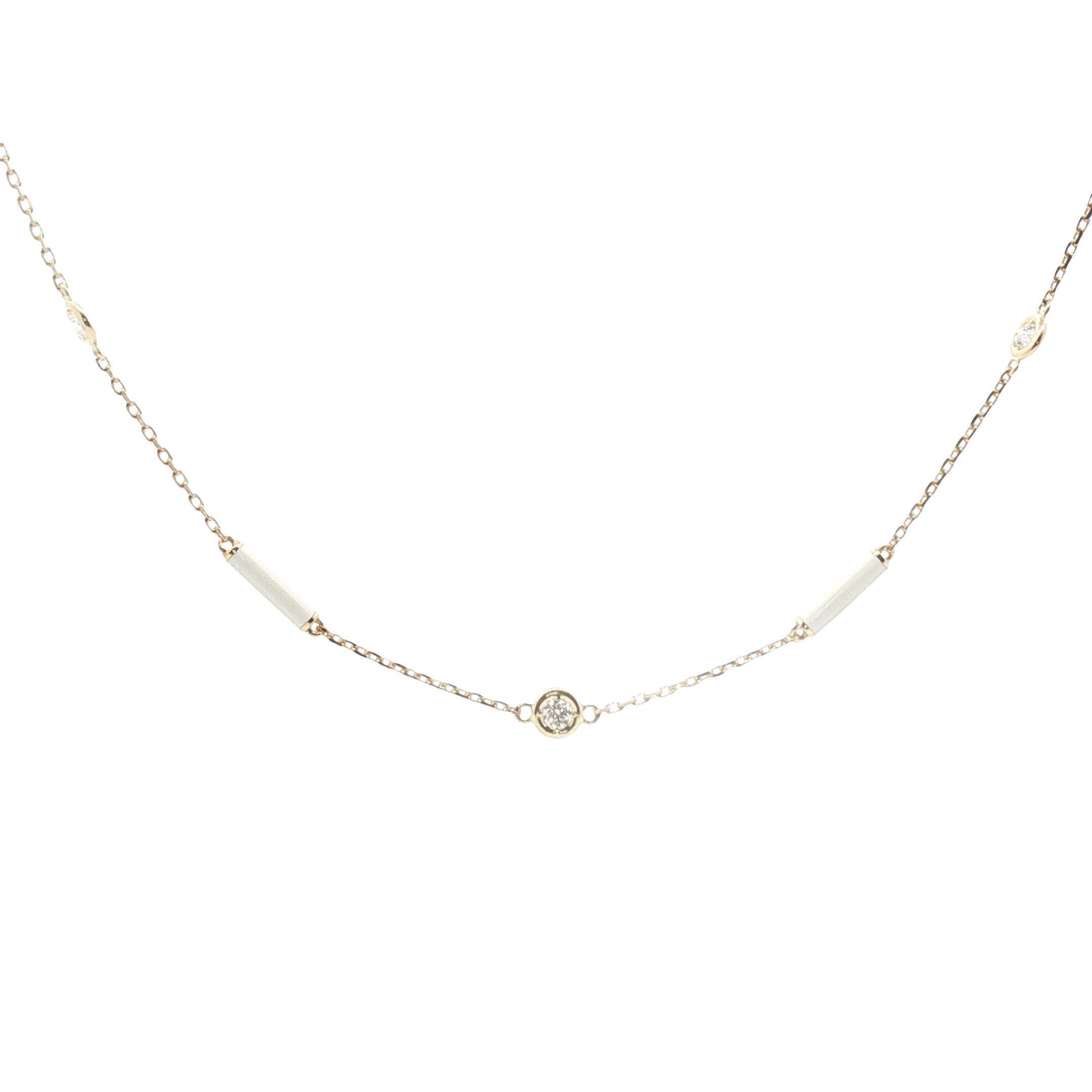 Diamonds By The Inch White Enamel Bar And Bezel Station Necklace