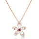 Tiare' Diamond, Rubellite, & Mother Of Pearl Flower Necklace