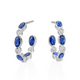 White Gold Diamond and Blue Sapphire Marbella Open Hoop Earrings