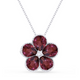 Diamond and Garnet Flower Pendant Necklace