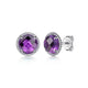 Sterling Silver Bujukan Beaded Amethyst Stud Earrings