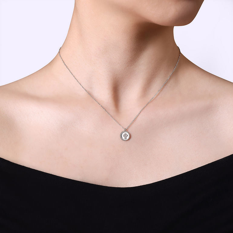 Sterling Silver Bujukan Diamond Cross Pendant Necklace