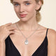 Sterling Silver Bujukan White Sapphire and White Mother of Pearl Teardrop Pendant Necklace