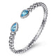 Sterling Silver Bujukan and Pear Shape Blue Topaz Split Bangle Bracelet