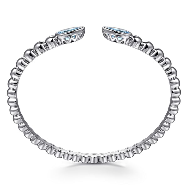 Sterling Silver Bujukan and Pear Shape Blue Topaz Split Bangle Bracelet