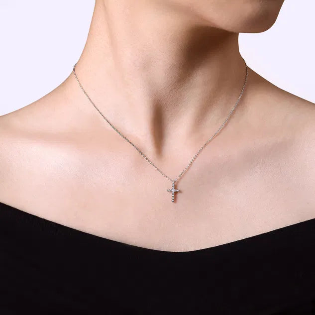 Sterling Silver Diamond Bujukan Cross Necklace