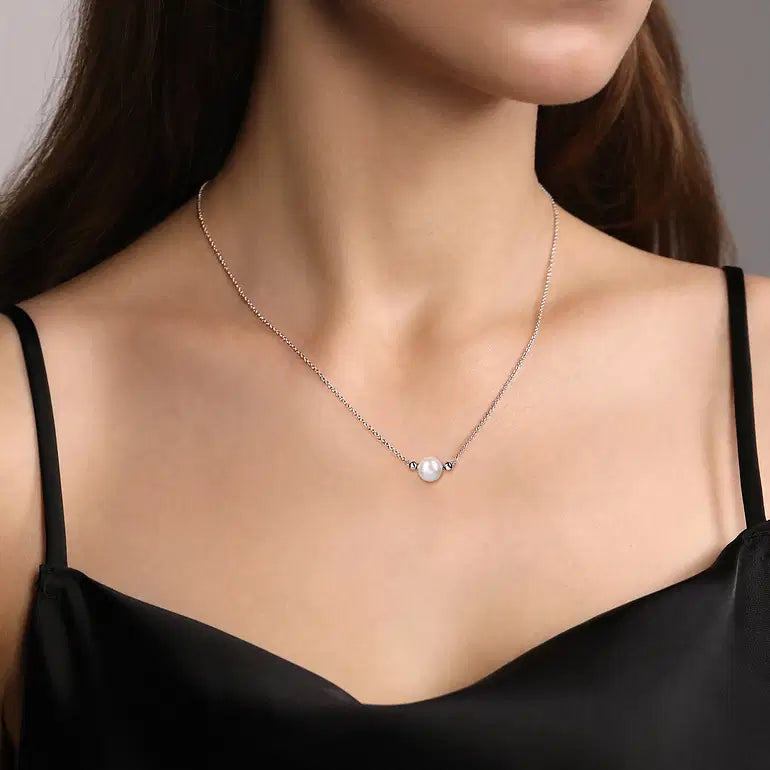 Sterling Silver Pearl Bujukan Pendant Necklace