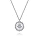 Sterling Silver Round Star Diamond Pendant Necklace