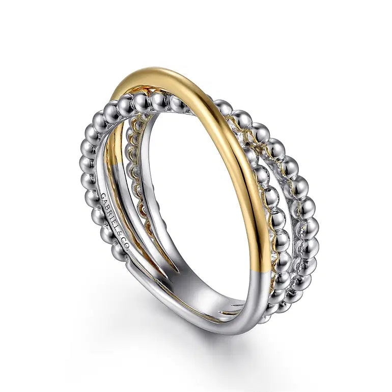 Sterling Silver and Yellow Gold Criss-Cross Ring