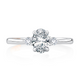 White Gold Three Stone Oval Engagement Ring Setting with Rose Gold Accent