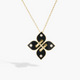 Yellow Gold and Black Enamel Love in Verona Diamond Flower Necklace