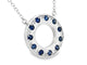 White Gold Sapphire and Diamond Circle Pendant Necklace