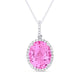 Created Pink Sapphire & Diamond Oval-Shaped Necklace