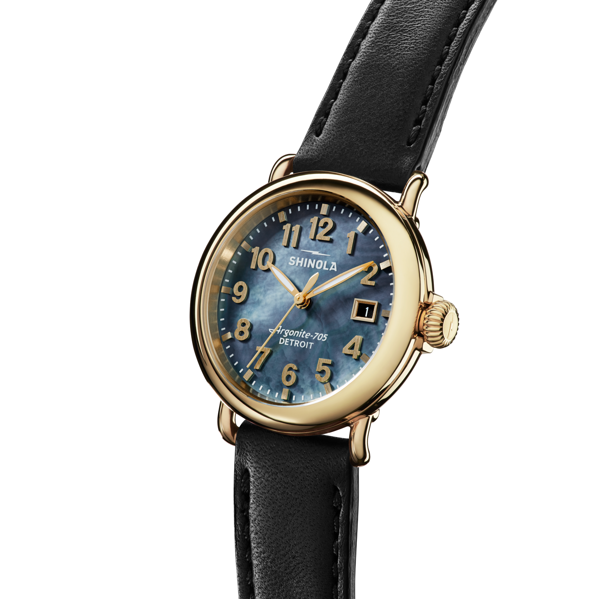 Runwell 3HD 36mm Watch, Gray Mother-of-Pearl Dial - angle