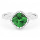 Cushion Shaped Created Emerald and Diamond Ring