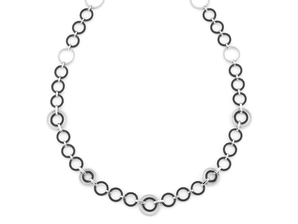 Black & Grey Cable Interlocking  Necklace