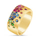 Rainbow Sapphire Yellow Gold Cigar Band Ring