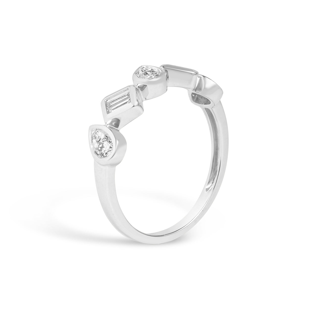 White Gold Diamond Pivoting Shapes Ring