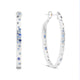 White Gold Mixed Blue Sapphire Flush Oval Hoop Earrings