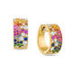 Yellow Gold Rainbow Sapphire, Ruby, Tsavorite and Diamond Pave Hoop Earrings