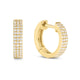 3 Row Diamond Pave Huggie Hoop Yellow Gold Earrings