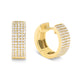 Diamond Pave 5 Row Huggie Yellow Gold Earrings
