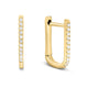 Diamond Rectangle Slim Huggie Yellow Gold Earring