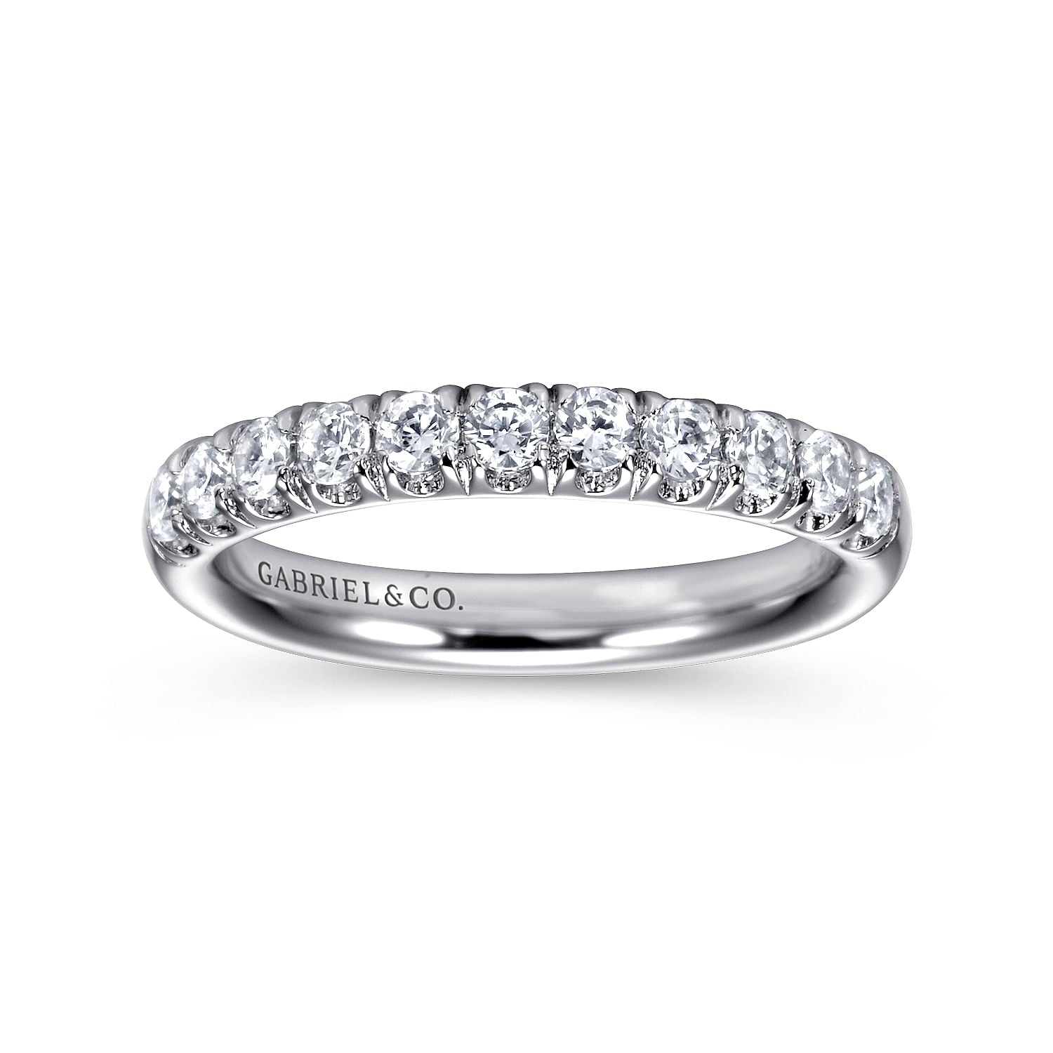 Portofino White Gold 11-Stone French Pave Diamond Wedding Band, 0.50 ctw