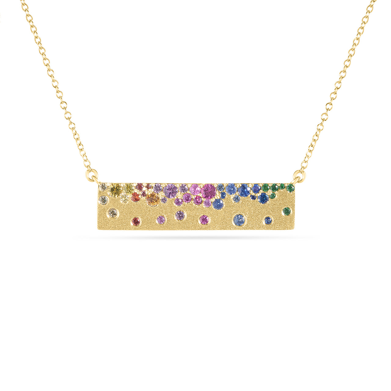 Rainbow Sapphire Bar Necklace