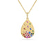 Rainbow Sapphire & Diamond Confetti Pear Yellow Gold Necklace