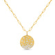 Yellow Gold Flush Set Confetti Diamond Disc Pendant with Paperclip Chain