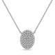White Gold Pave Diamond Oval Pendant Necklace