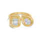 Yellow Gold Pear and Cushion Cluster Diamond Ring with Milgrain Details