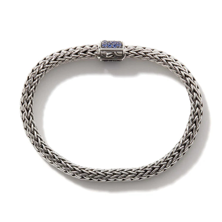 Sterling Silver Black & Blue Sapphire 6.5MM Icon Bracelet