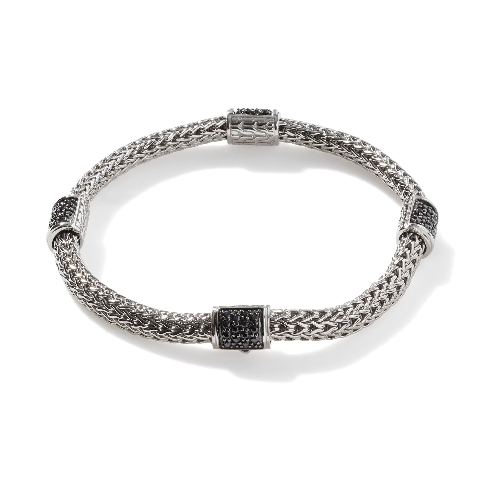 John Hardy Sterling Silver Station Bracelet with Black Sapphire, 5mm