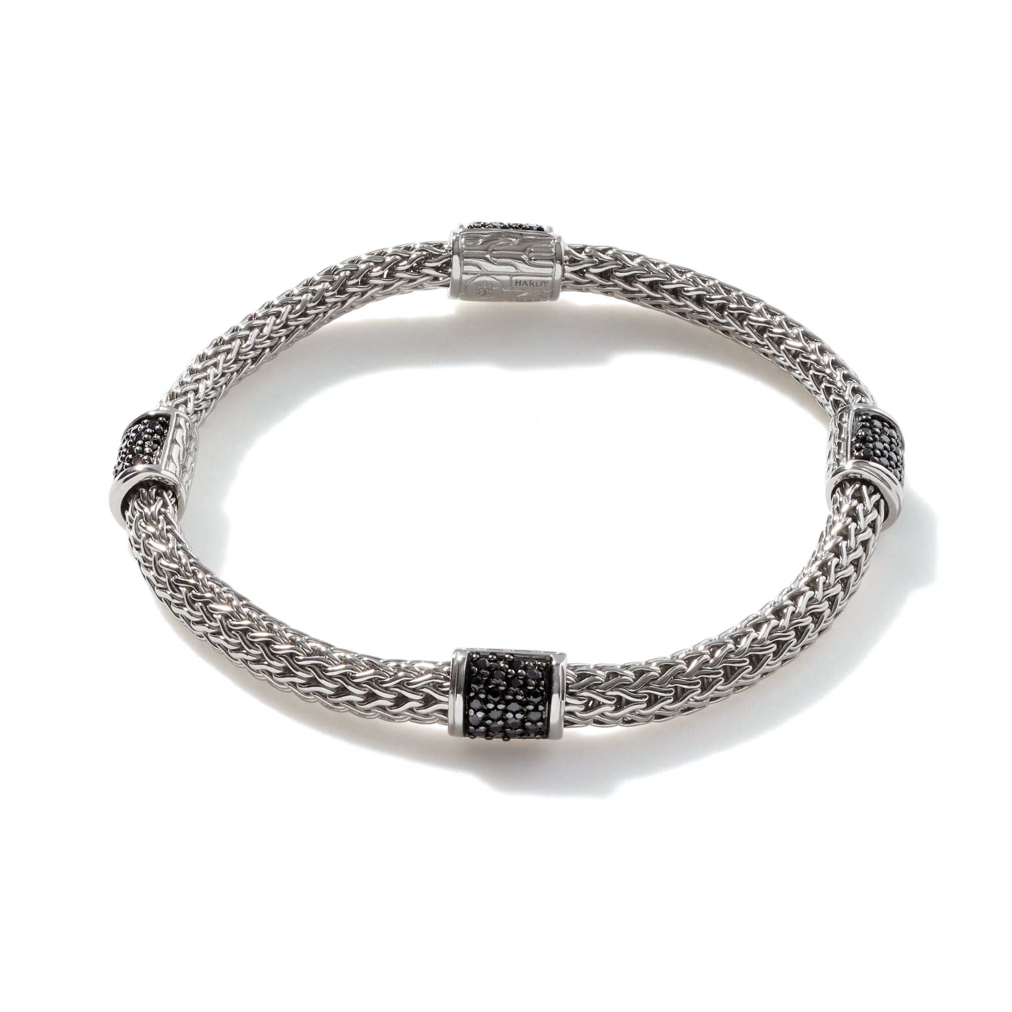 John Hardy Sterling Silver Station Bracelet with Black Sapphire, 5mm