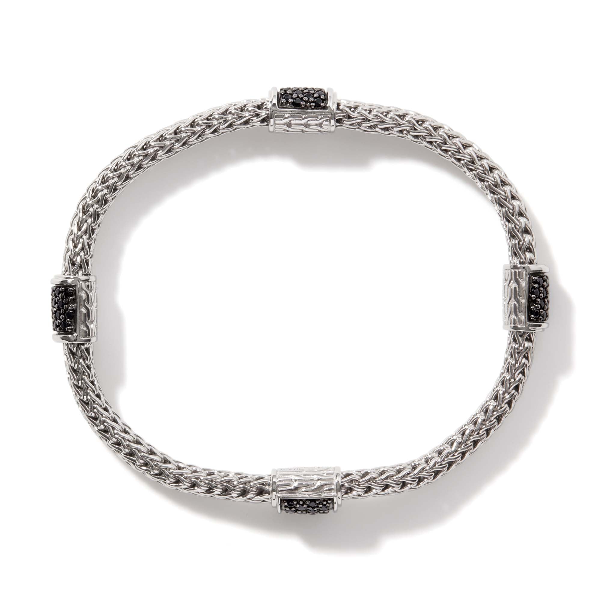 John Hardy Sterling Silver Station Bracelet with Black Sapphire, 5mm