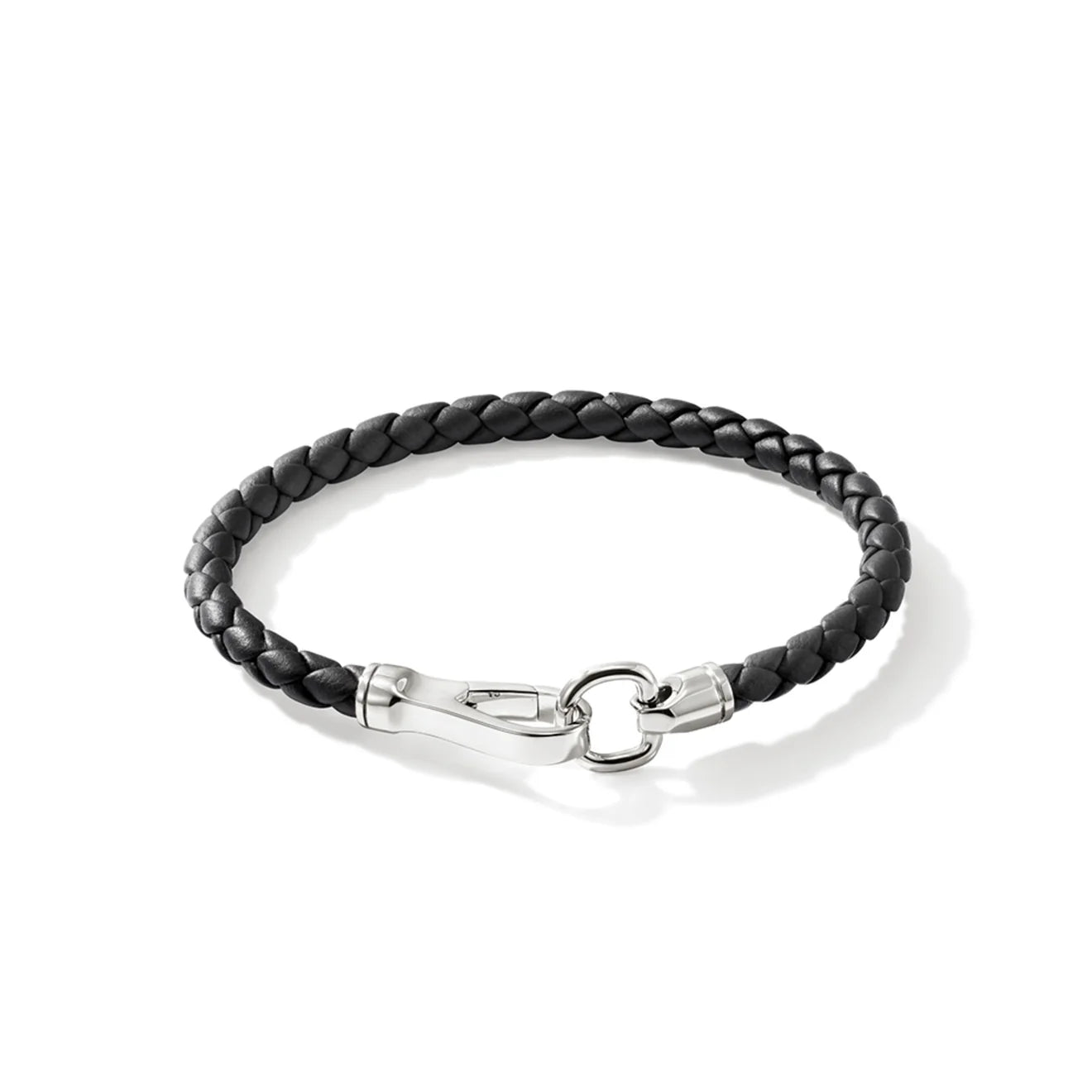 Black Leather Hook Clasp Bracelet