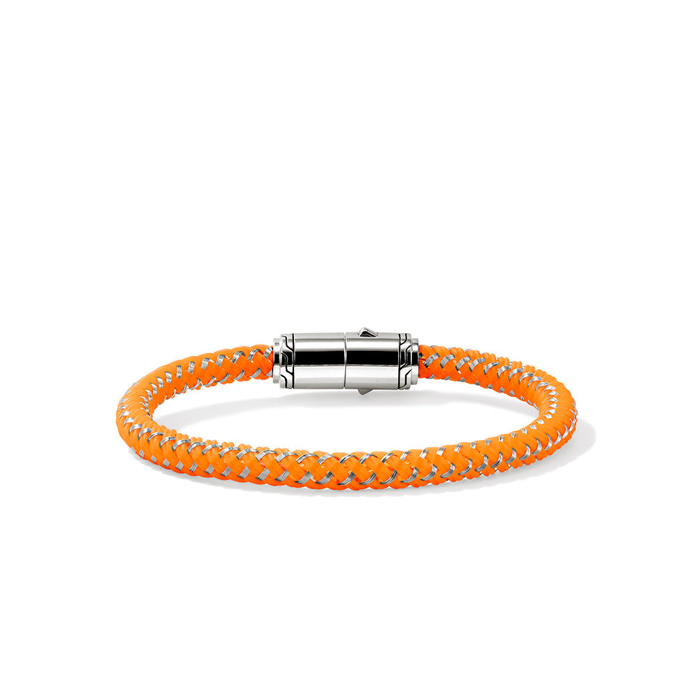 John Hardy Stainless Steel and Orange Rubber Cord Bracelet, 6mm