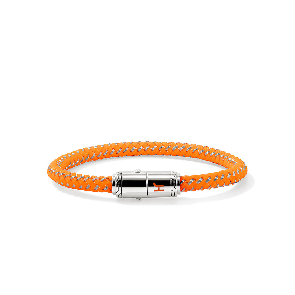 John Hardy Stainless Steel and Orange Rubber Cord Bracelet, 6mm