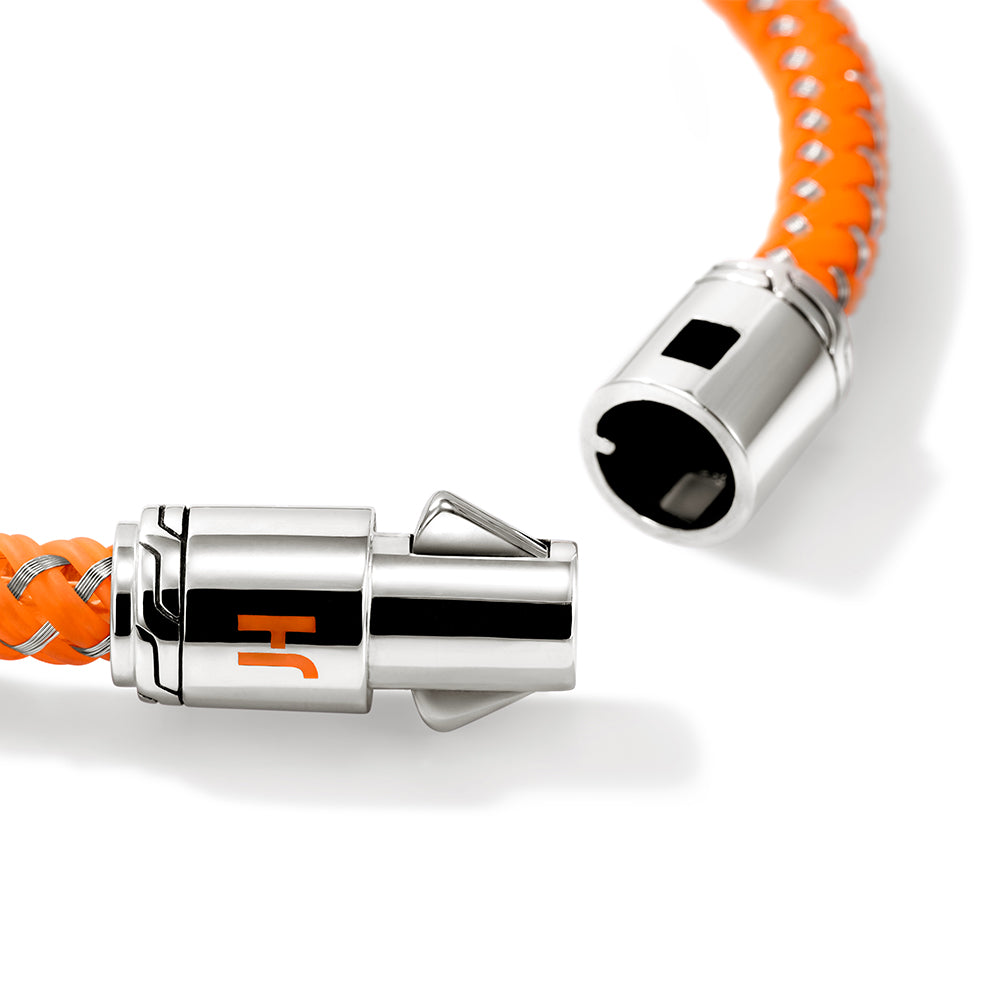 John Hardy Stainless Steel and Orange Rubber Cord Bracelet, 6mm